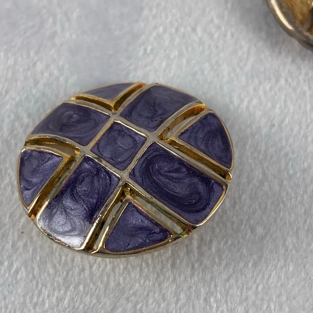 Earrings Lot of2 Iridescent Swirl Blue Purple Ivory Gold Tone Classic Dark Artsy
